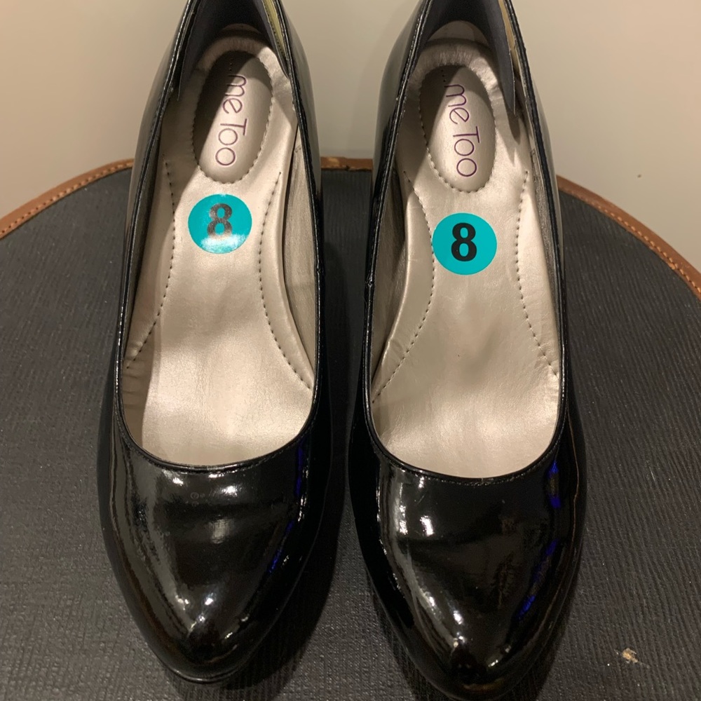 EUC MeToo Black Patten Leather platform pumps 8